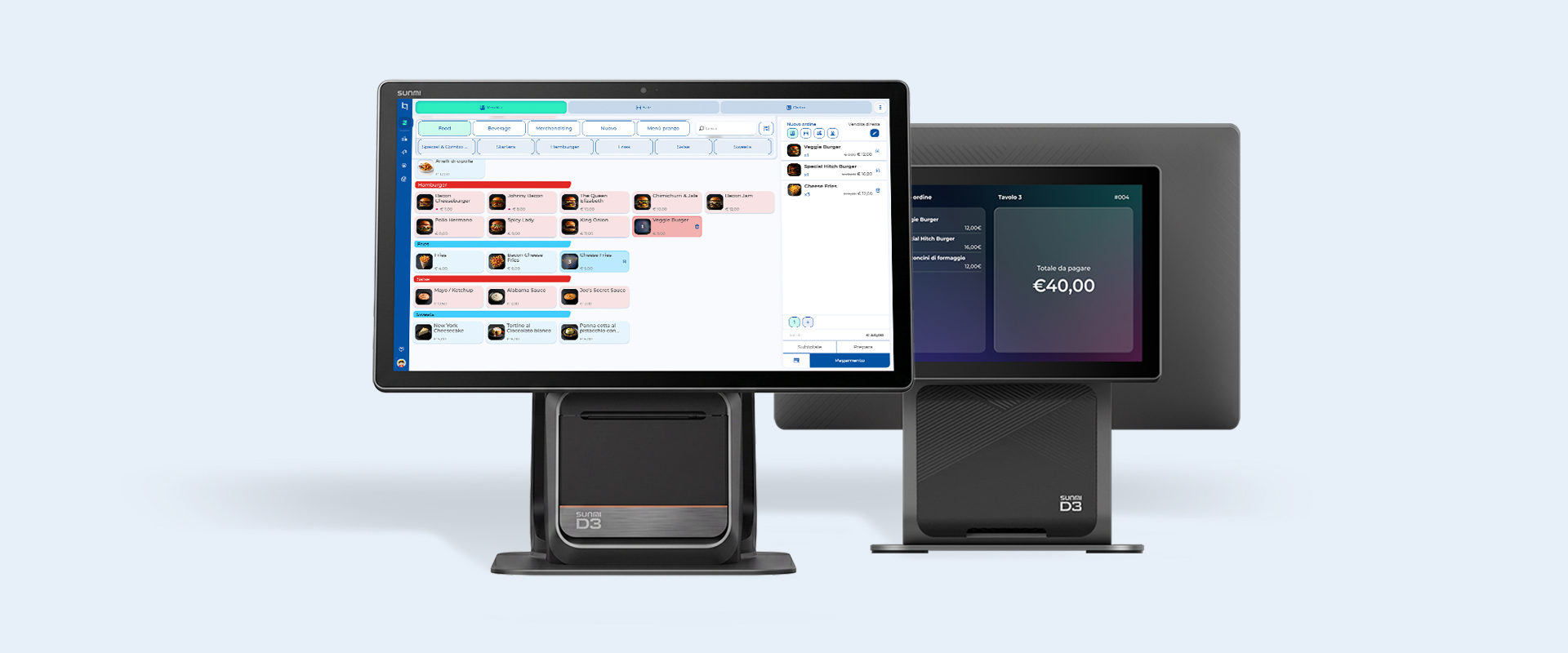 Software de gestión de Qromo con doble pantalla, con interfaz para el operador y pantalla de resumen del pedido para el cliente